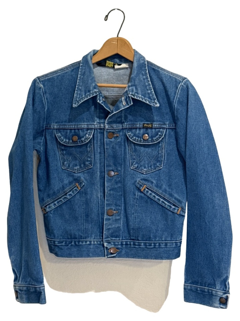 VTG Wrangler 100% Cotton Denim Jacket 9028NVR Fits Women S Boxy Cropped GUC